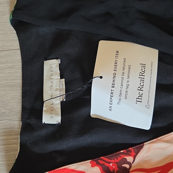 Stella McCartney Black Floral Colorblock Sleeveless Wrap Dress size 44 - Picture 5 of 7